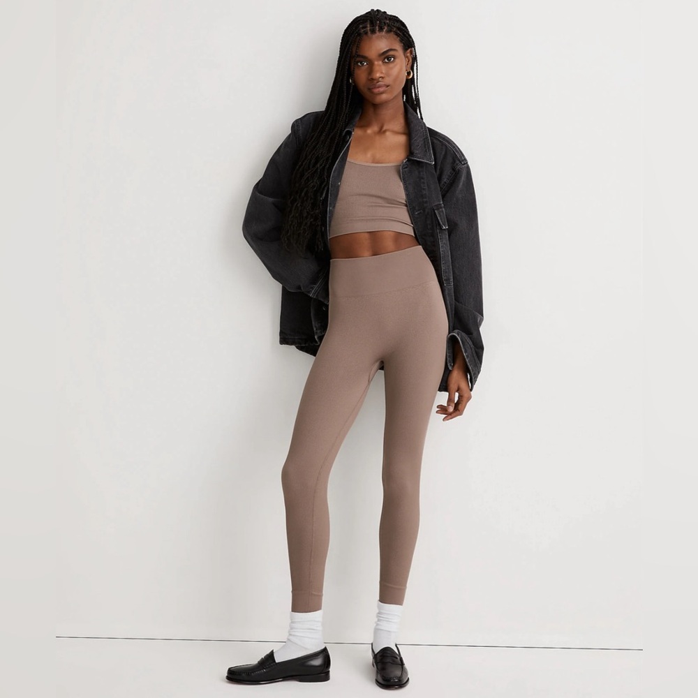 NEW MADEWELL EGYPT🇪🇬MADE High Rise Seamless Ribbed Leggings NF342 Size XXS/XS